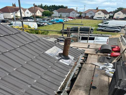 Peterborough Roofing Services 18 This is a photo of a roof installation being carried out in Peterborough. Installation carried out by Peterborough Roofing Services
